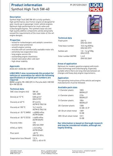 Liqui Moly | 5W-40 Fully Synthetic Motor Oil - 1L