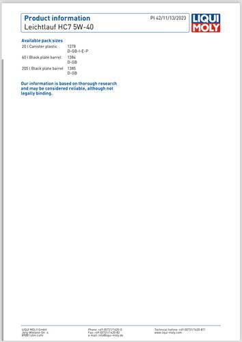 LIQ2308 LLEITCHLAUF 5W40 HC7 1L