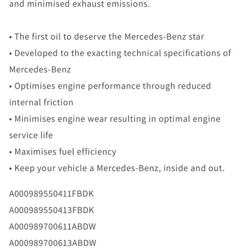 Mercedes-Benz | Genuine Engine Oil 5W-30 Fully Synthetic - 5L