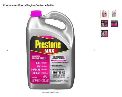 PRESTONE AF6410 AUDI-VW-PORSCHE-JAG PINK 50/50 3.78L