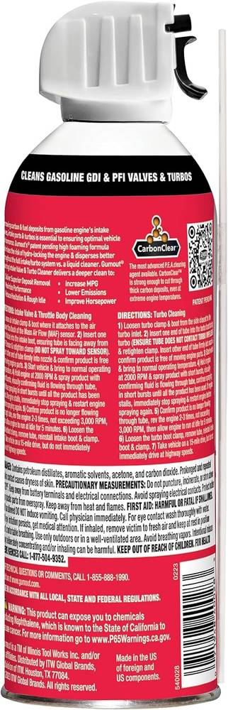 GUMOUT FOAMING INTAKE VALVE&TURBO CLEANER 311G/منظف لحجرة الاحتراق