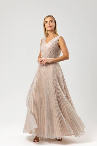 Embroidered pleated dress