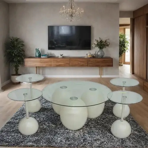 طقم طاولات زجاج 5 قطع 