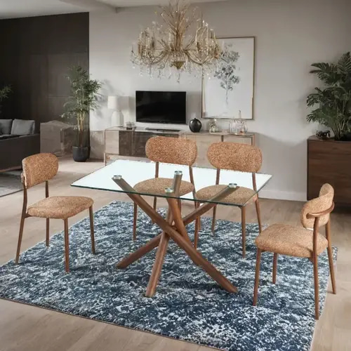 طاولة طعام زجاج مستطيل 4 كراسي 