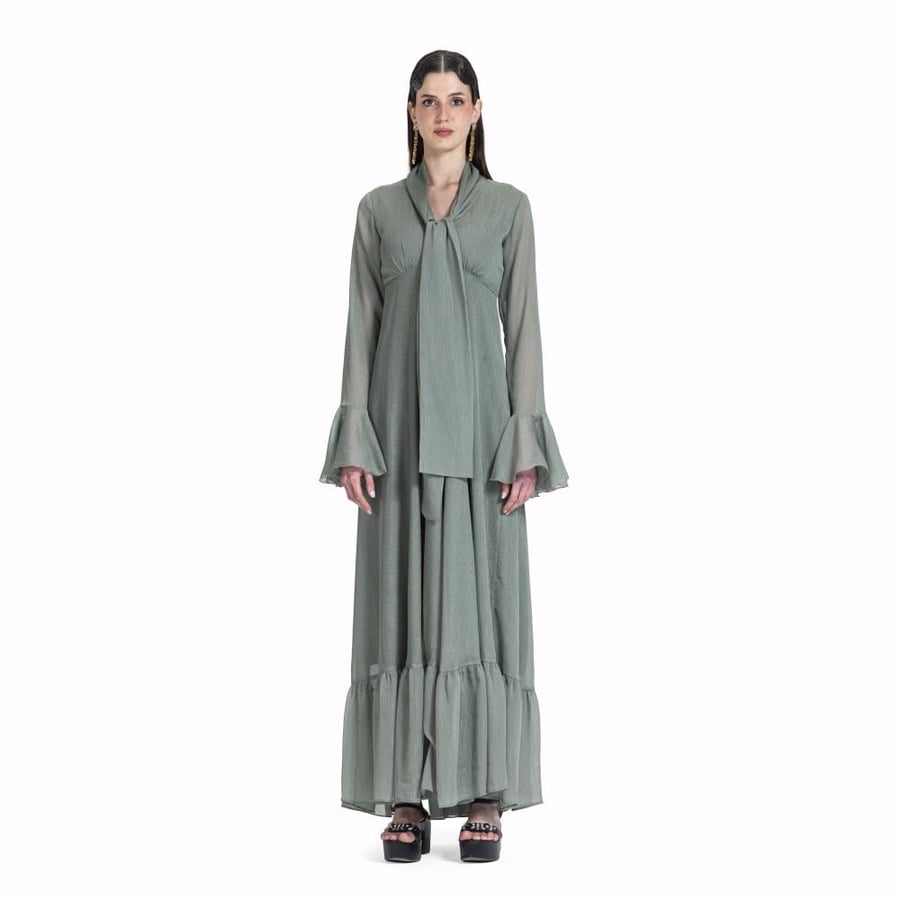 Maison Ein Shimmer Chiffon Lined Maxi Dress