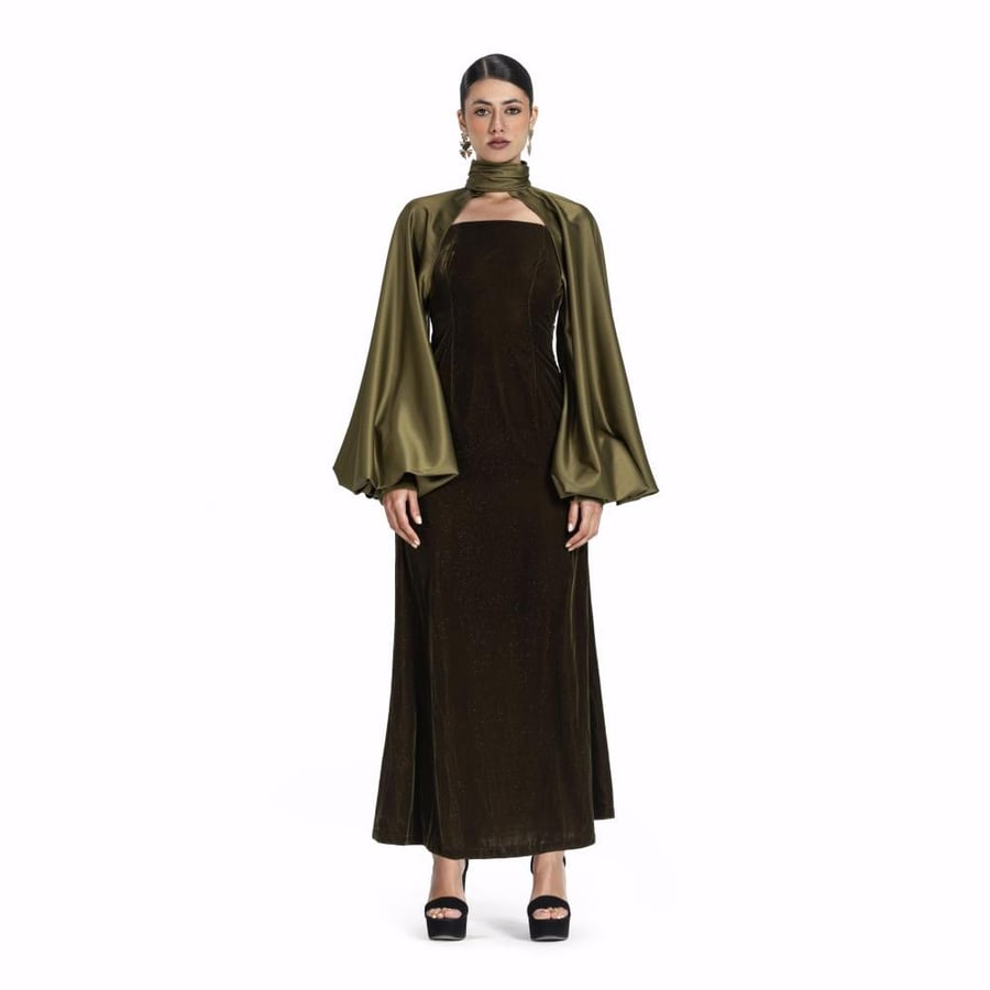 Maison Ein Velvet & Silk Maxi Dress