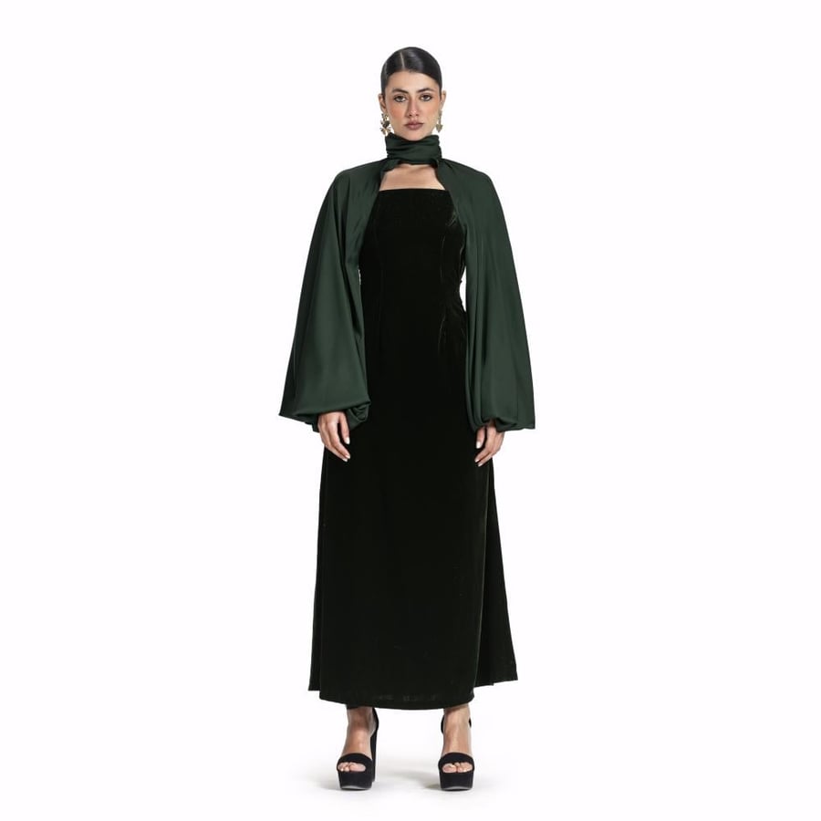 Maison Ein Velvet & Silk Maxi Dress