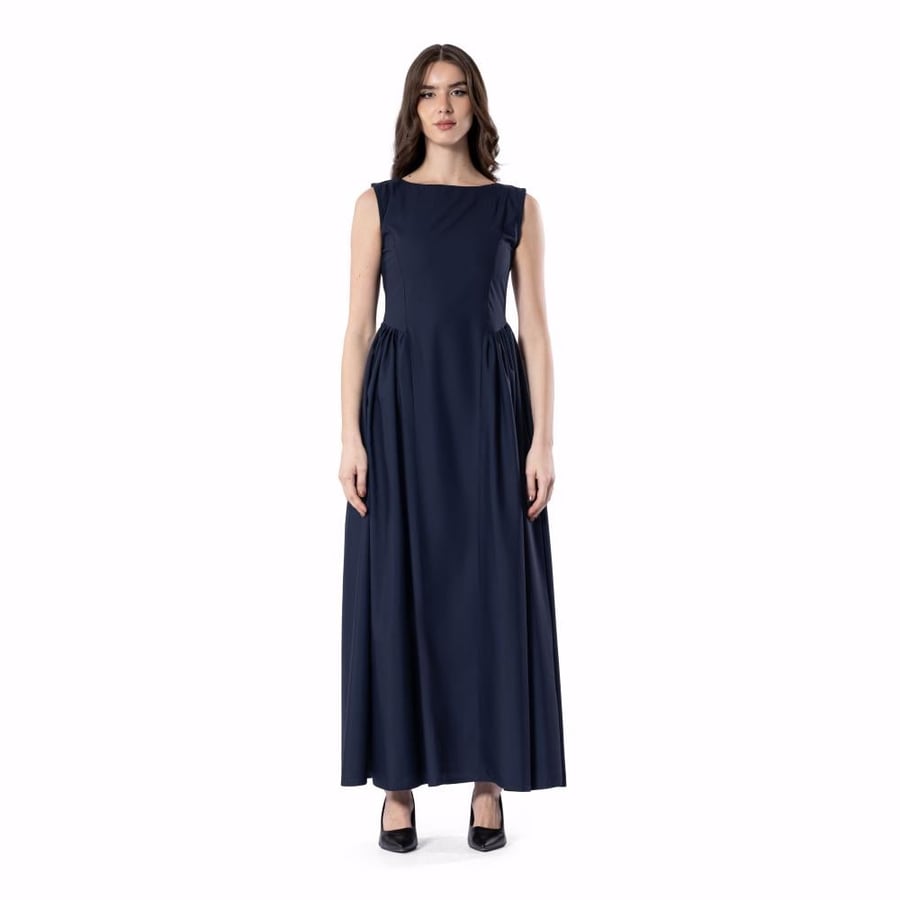 Gathered Linen Flow – NAVY