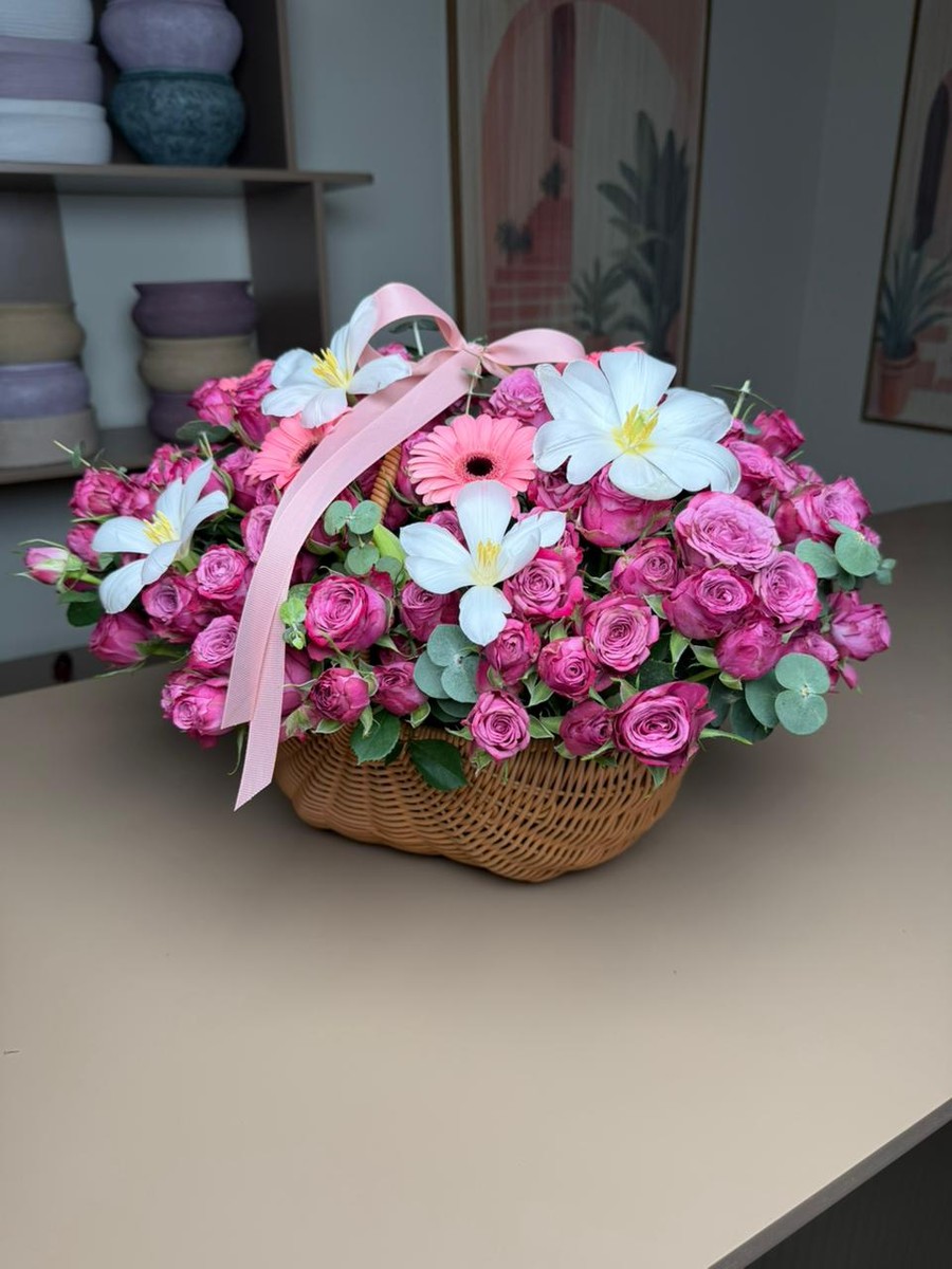 Pink Rose Basket