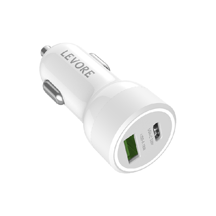 شاحن سيارة ليفوري 51 واط منفذ USB وPD - أبيض_image_0