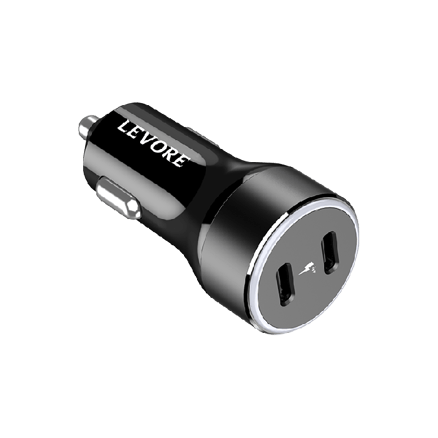 شاحن سيارة ليفوري 66 واط منفذين USB-C PD - أسود_image_0
