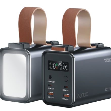 Ward black power bank with a capacity of 60000 mAh with a lamp