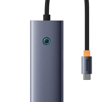 قاعدة شحن سلسلة الترا جوي بـ 7 منافذ (من USB-C إلى منفذ HDMI 4K@60 هرتز ومنفذ USB 3.0 ومنفذي شحن سريع PD ومنفذ RJ45 ومنفذ بطاقة SD/TF3.0) من باسيوس، رمادي_image_0