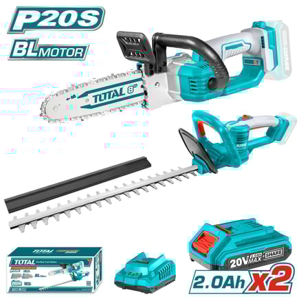 مجموعة منشار شجر مع مقص اعشاب على بطارية 20V 2-IN-1 توتال TOSLI23044