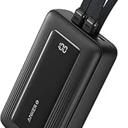 Anker Power Bank 20000mAh, 30W, Built-in USB-C Cable, Black