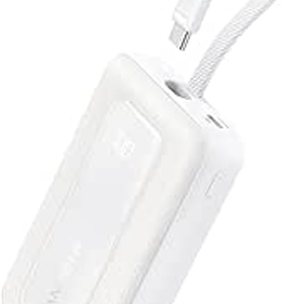 Anker Power Bank, 20000mAh, 30W, Built-in USB-C Cable, Black
