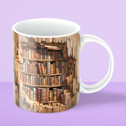 كوب محبي الكتب مكتبة و أرفف متداخلة_image_0
