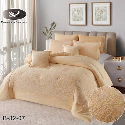 طقم مفرش سرير خامة مخمل مع فرو ناعم نفرين 8 قطع مقاس اللحاف 230*250 سم