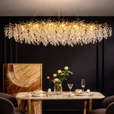 ثريا مودرن كريستال أوتار زجاج 120cm ذهبي
