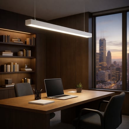 LED Linear Pendant Light 30W - Cool White 6500K - White Body - 120cm