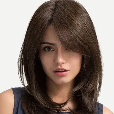 باروكة بقصة مدرجة شعر طبيعي 100% جذور دانتيل كاملة