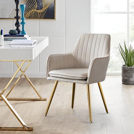 Modern Design Dining Chair with Arms, Padded Seat and Metal Legs for Living Room, Dining Room, Kitchen and Bedroom - Multiple Colors