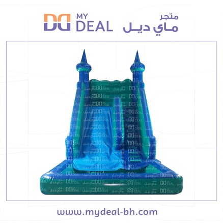 زحليقة مع مسبح مائي وسلم لون ازرق واخضر الطول 6 العرض 4 الارتفاع 6 متر_image_0