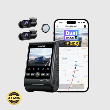 داش كام VIOFO A229 pro امامية وخلفية وداخلية