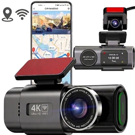داش كام للسيارة بدقة 4K UHD مع نظام GPS وواي فاي ومراقبة مواقف 24 ساعة_image_0