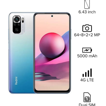 Xiaomi Redmi Note 10s Dual SIM Ocean Blue 6GB RAM 64GB 4G LTE - Global Version