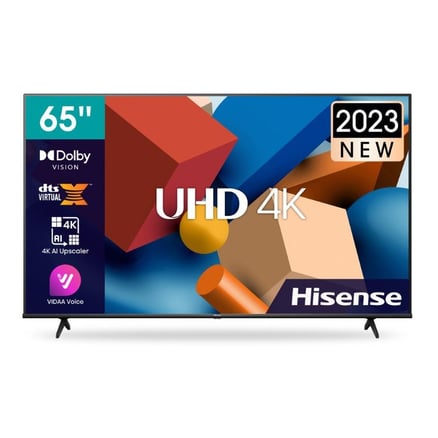هايسنس تلفزيون (LED) ,65 بوصة , (فئة 4K A6K - نظام فيدا - دولبي فيجن HDR - وبلوتوث - واي فاي - 2 USB - 3 HDMI)