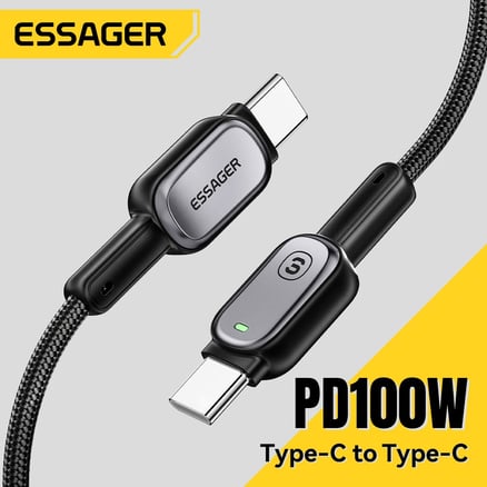 Essager 100 واط نوع C إلى نوع C كابل آيفون 16 15 شاومي سامسونج هواوي PD شحن سريع لماك بوك اللوحي المحمول كابل LED_image_0