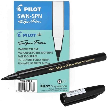 Dozen PILOT SIGN PEN WATER RESISTANT BLACK Ink 2mm SWN-SPN-B