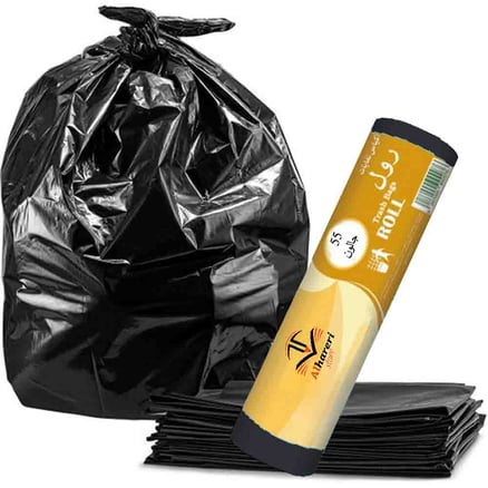 Thick Black Plastic Trash Bags Roll - 55 Gallon
