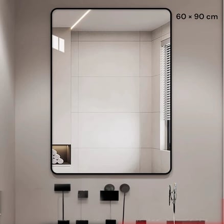 مرآة حائط مستطيلة بإطار أسود 90 × 60 cm_image_0