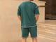 طقم تيشيرت أوفر سايز وشورت بلون أخضر داكن – تصميم كاجوال صيفي_image_2
