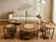 طاولة راتان دبل خشب طقم  4 +1 دائري بني ملكي DY195_image_0