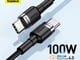 Baseus USB نوع C إلى USB C كابل آيفون 17 16 100 واط/5A PD شحن سريع شاحن الحبل لماك بوك Xiaomi سامسونج نوع C كابل_image_1