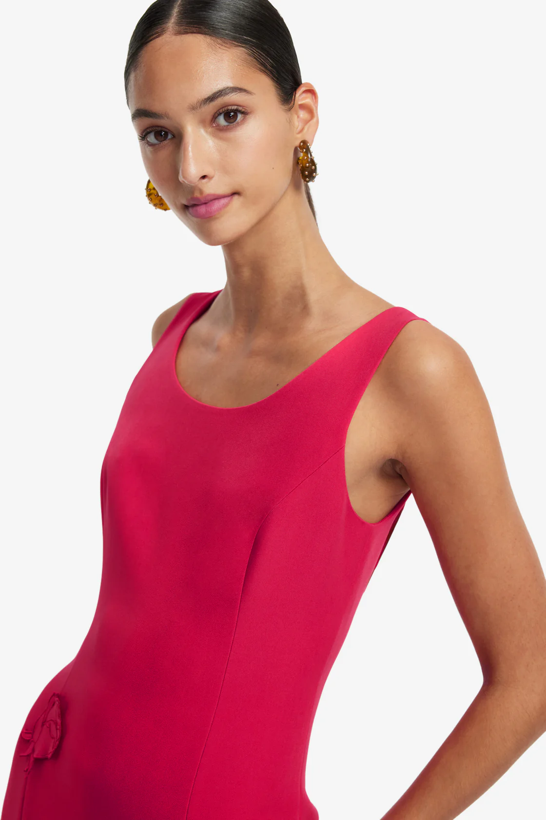 Emily Appliqué Midi Dress-red