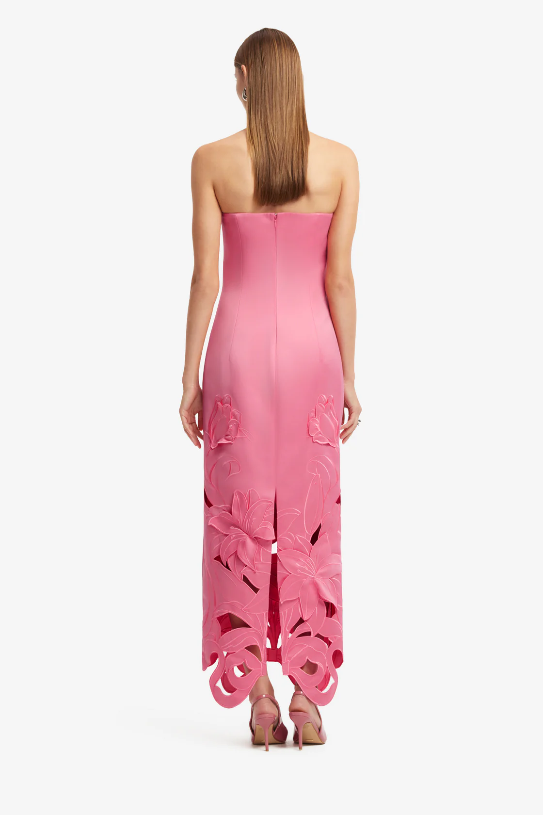 Appliqué Bustier Maxi Dress-pink