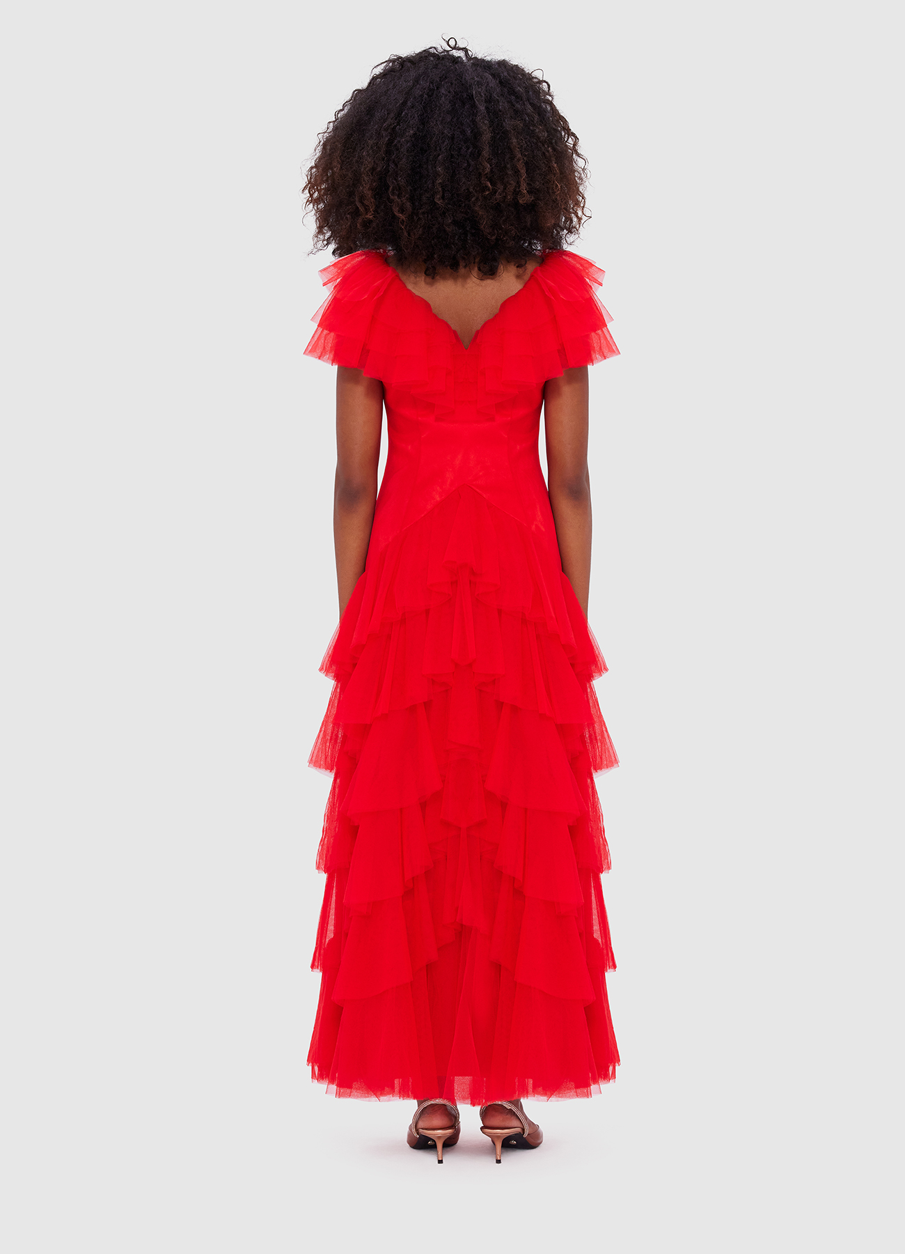 Rosa Ruffled Maxi Dress - Red