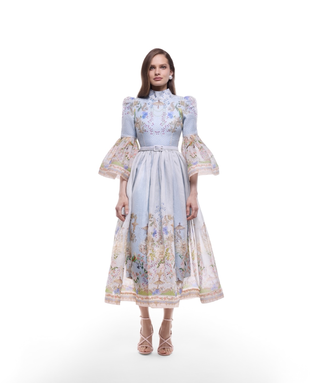 Lucine Bell Sleeves silk linen Dress