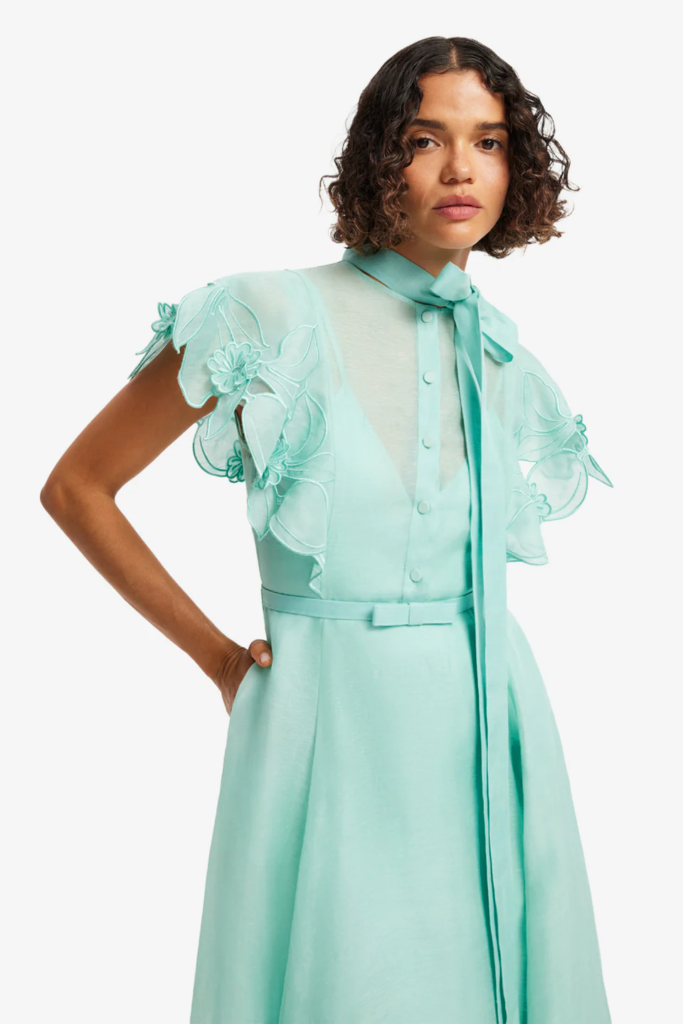 Elsie Appliqué Flutter Sleeve Maxi Dress