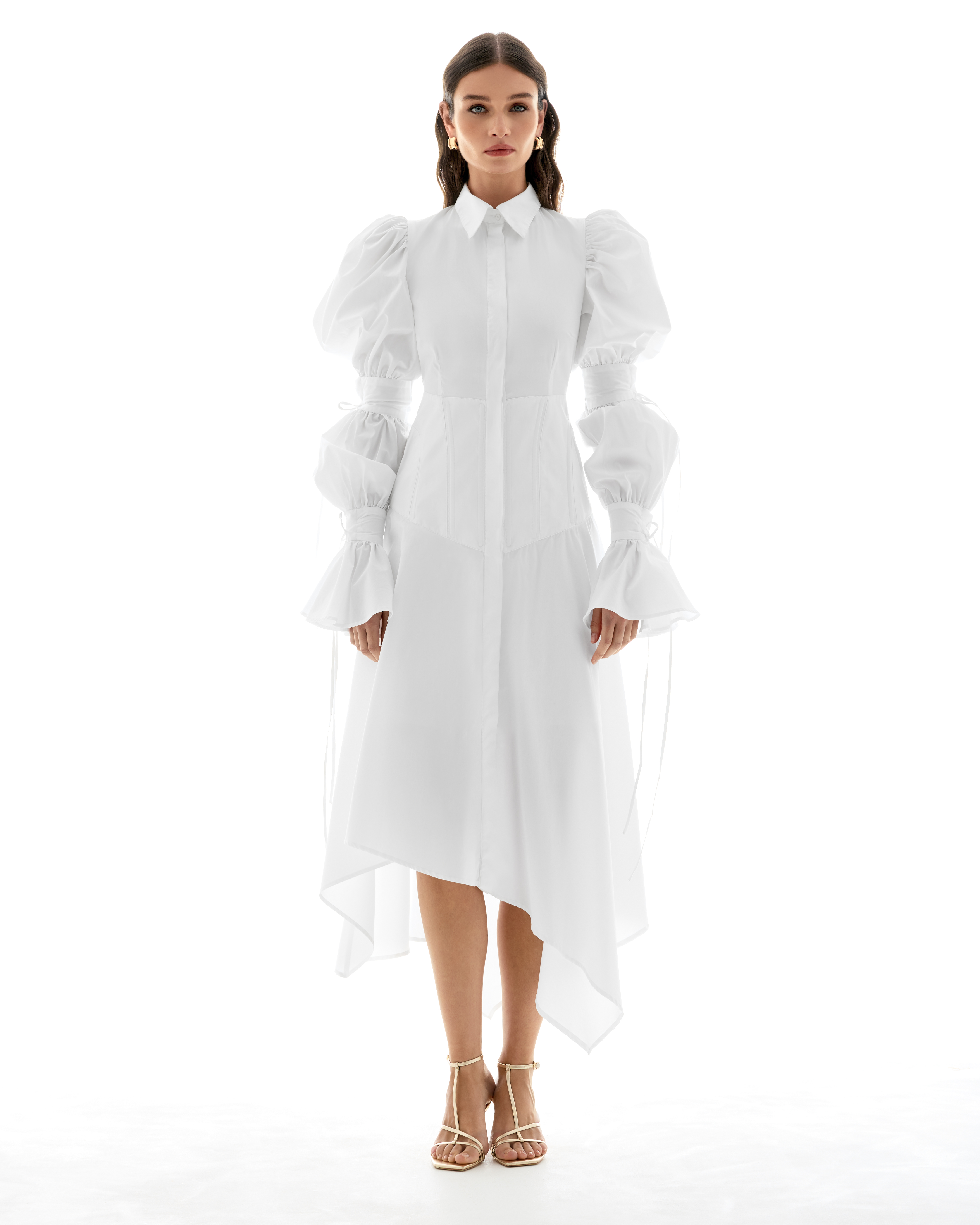 Aristelle asymmetric shirt dress
