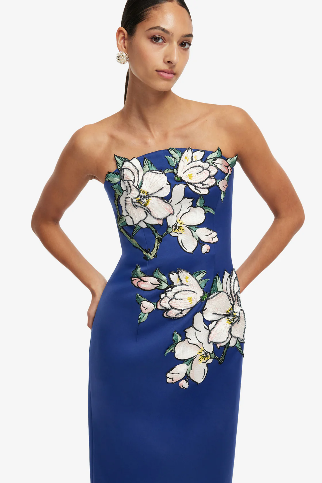 Appliqué Floral Bustier Maxi Dress