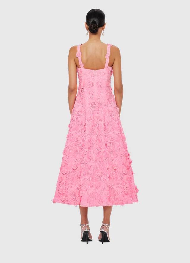 Odette Lace Midi Dress - Bubblegum