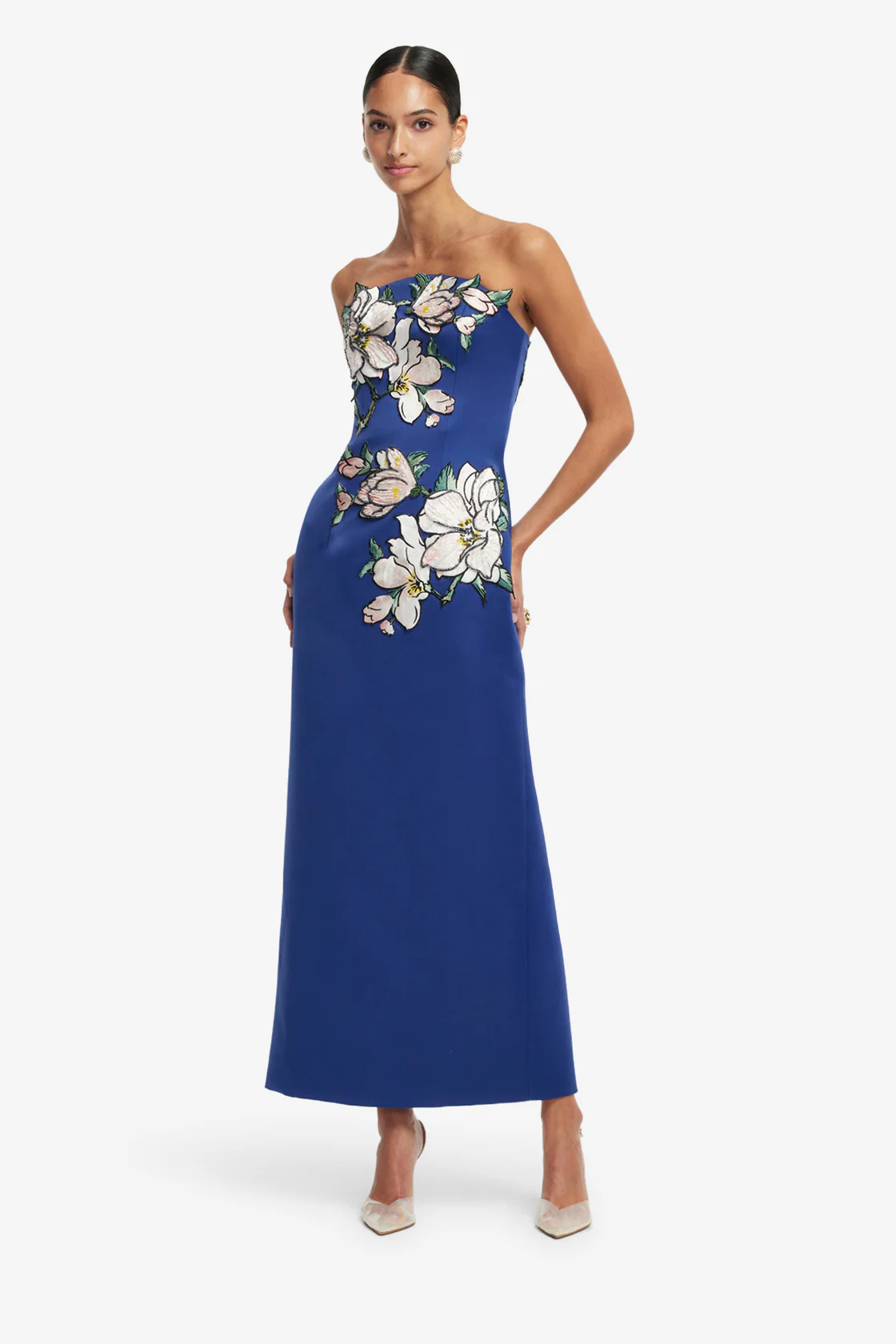Appliqué Floral Bustier Maxi Dress