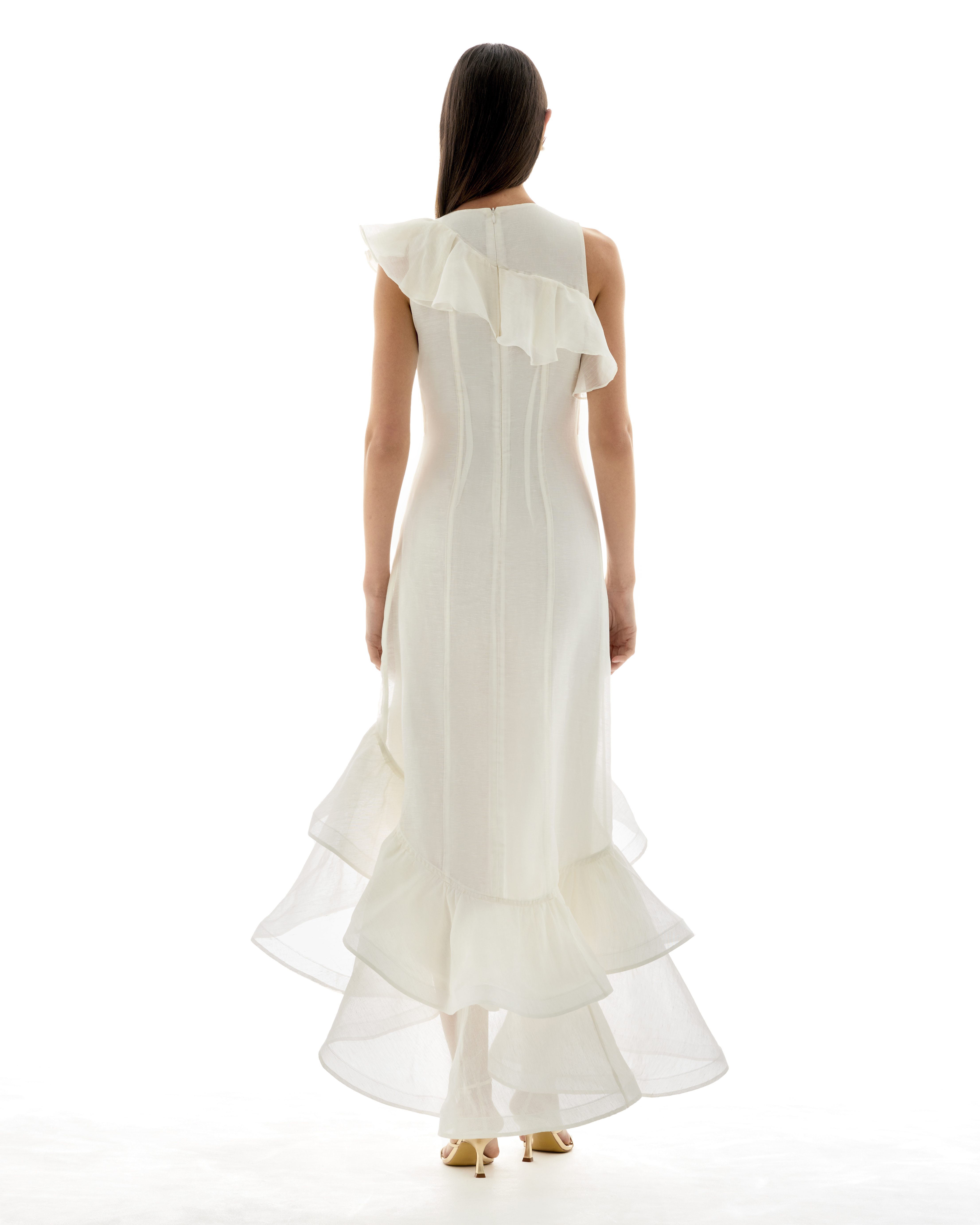 Elara asymmetric ruffled dress