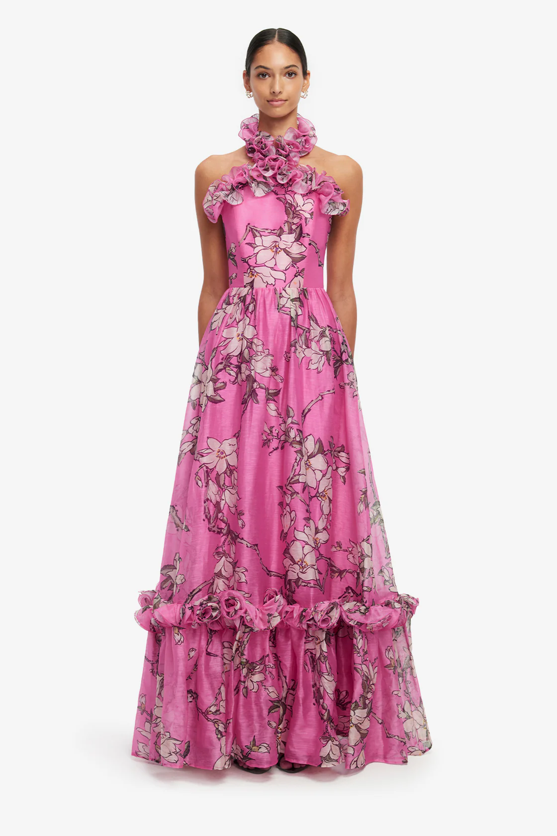 Isabelle Ruffled Halterneck Maxi Dress