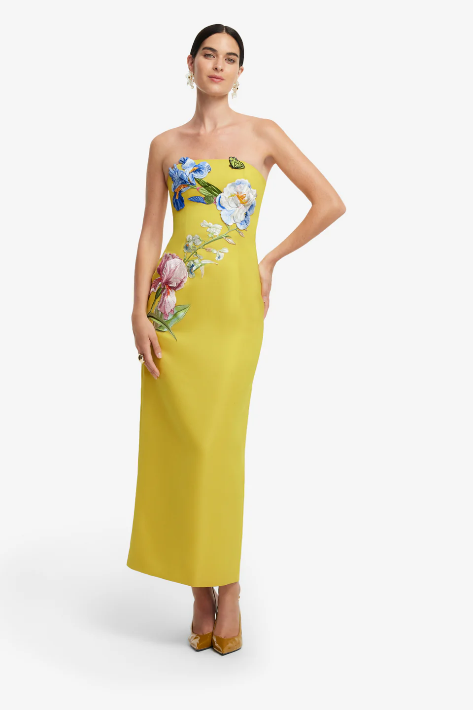 Appliqué Floral Bustier Maxi Dress